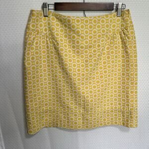 HOSS INTROPIA Short Skirt Polka Dot Yellow Lined Cotton Size 42 Medium